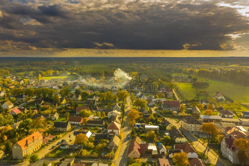 Iłowa, a small town in Poland seen from above.