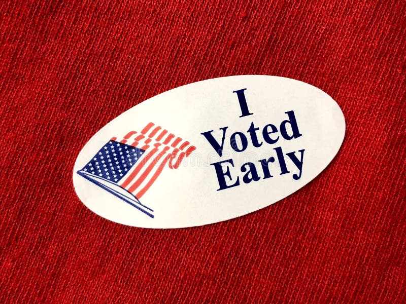 I voted early sticker on red fabric shirt. I voted early sticker on red fabric shirt