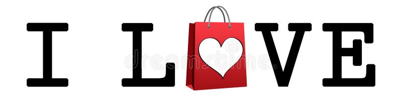 J'aime faire des emplettes Panier et coeur illustration libre de droits J'aime faire des emplettes Panier et coeur illustration libre de droits