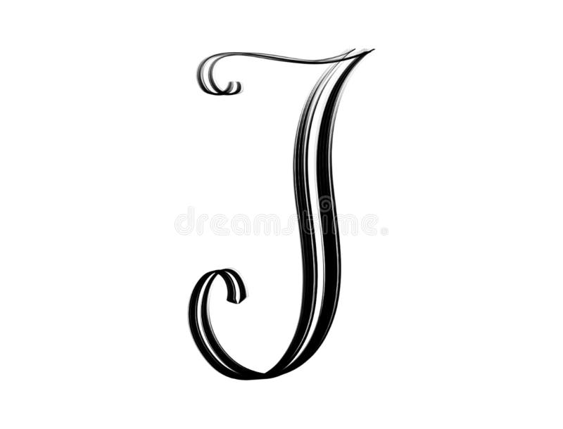 J - Capital Script Letter in Black. Stock Illustration - Illustration ...