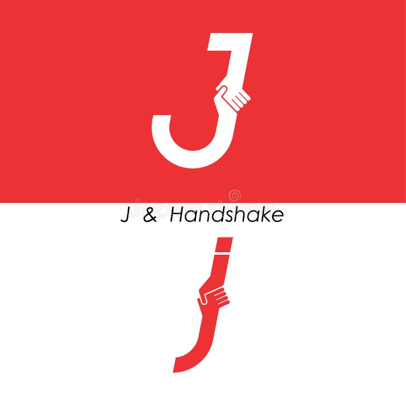 J- Letter abstract icon & hands logo design vector template. Teamwork and Partnership concept. Business offer and Deal symbol stock illustration