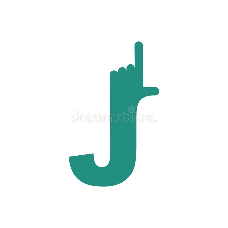 J Letter Hand Isolated. Forefinger Lettering On White Background Stock