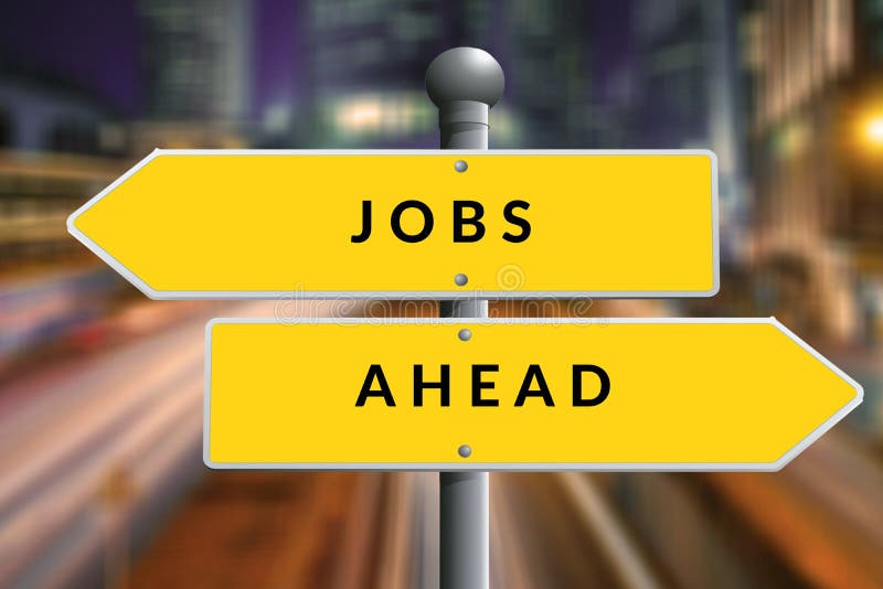 Jobs Street Signs Pointing Way To New Job Career Stock Illustration