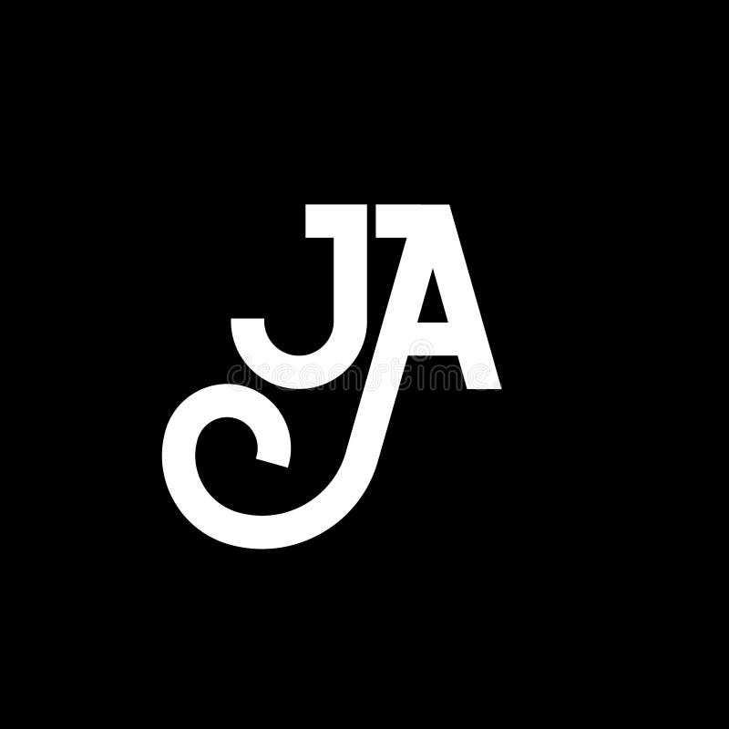 JA Letter Logo Design on Black Background. JA Creative Initials Letter
