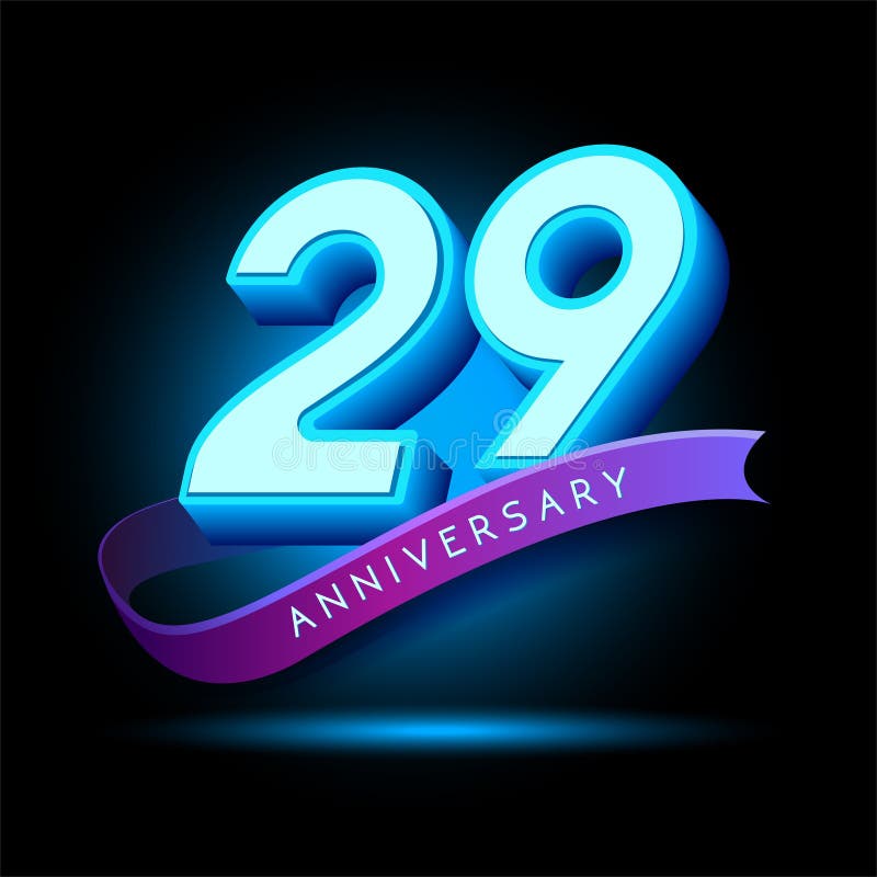 29 Jaar Jubileum 3D-tekst met gloed effect stock illustratie