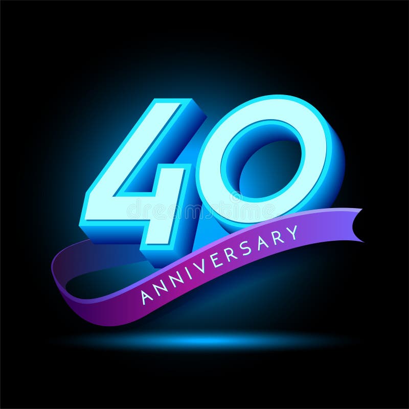 40 Jaar jubileum 3D tekst met gloed effect stock illustratie