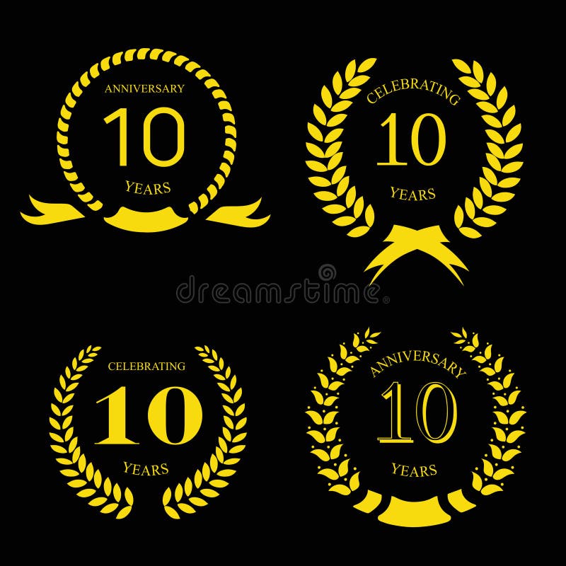 10 jaar van de verjaardagslaurier de gouden kroon, reeks royalty-vrije illustratie 10 jaar van de verjaardagslaurier de gouden kroon, reeks royalty-vrije illustratie