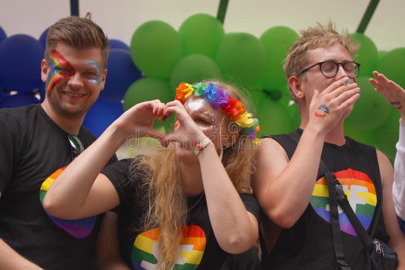 Jaarlijks Pride Parade Lgbt Indrukken Van Homosexueel En Lesbiennes Die Aan Vrolijk Pride Parade
