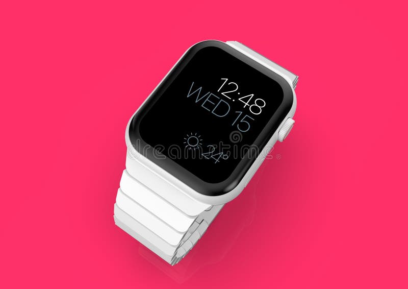 Jabłczani 4 zegarka plotki biały ceramiczny powieściowy smartwatch, mockup ilustracja wektor Jabłczani 4 zegarka plotki biały ceramiczny powieściowy smartwatch, mockup ilustracja wektor