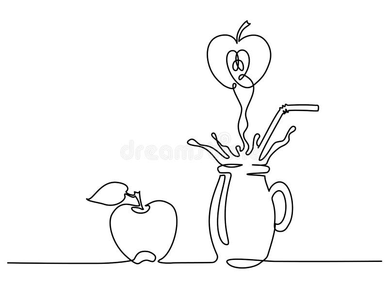 Jabłczanego soku pluśnięcie w szklanej Ciągłej jeden linii ilustracja wektor Jabłczanego soku pluśnięcie w szklanej Ciągłej jeden linii ilustracja wektor