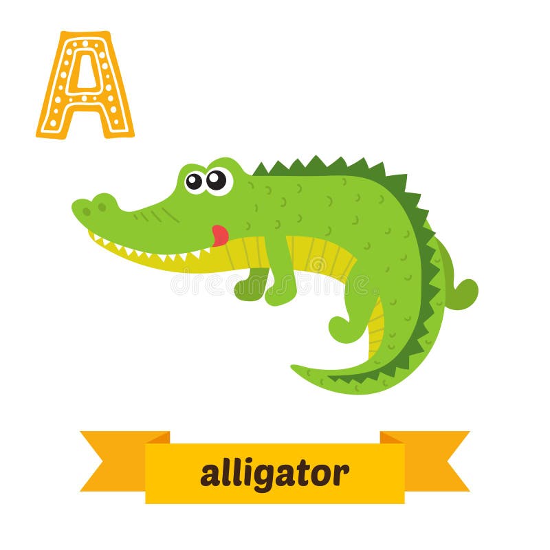 jacaré Uma letra Alfabeto animal das crianças bonitos no vetor Fu ilustração stock jacaré Uma letra Alfabeto animal das crianças bonitos no vetor Fu ilustração stock