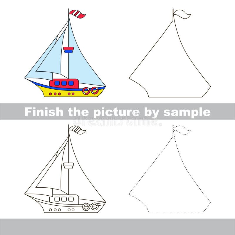 Jacht Rysunkowy worksheet ilustracji Jacht Rysunkowy worksheet ilustracji
