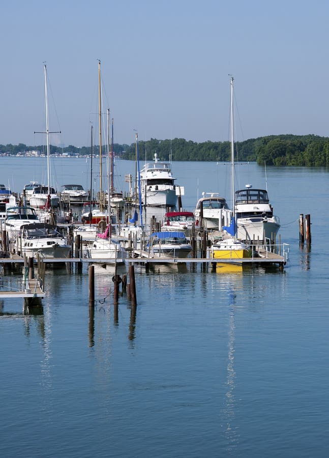 Boating on Detroit River south of city. Boating on Detroit River south of city