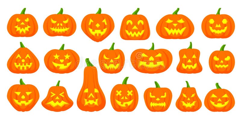 Jack O koloru ikon wektoru Latarniowy prosty płaski set royalty ilustracja Jack O koloru ikon wektoru Latarniowy prosty płaski set royalty ilustracja