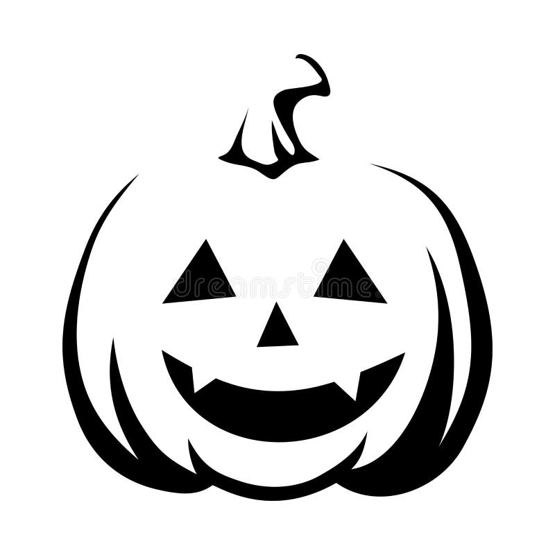 Vector black silhouette of Jack-O-Lantern Halloween pumpkin isolated on a w...