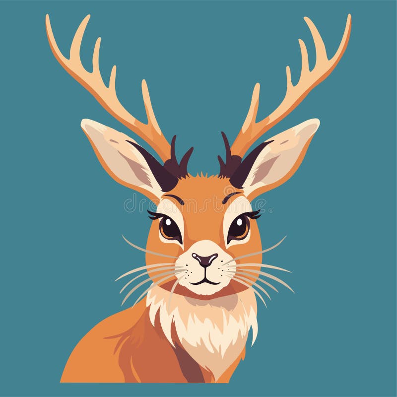 Jackalope. animal mitic din folclorul nord-american. poster vectorial colorat stock illustration