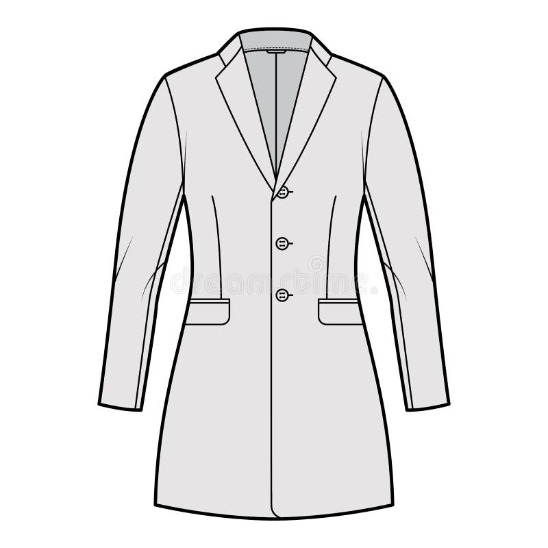 Jacket Fitted Blazer Structured Suit Technical Fashion Illustration ...