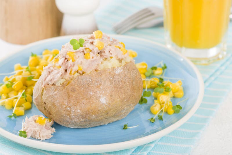 Baked Or Jacket Potato With Tuna Mayonnaise Stock Image Image of mayonnaise, skin 33604225
