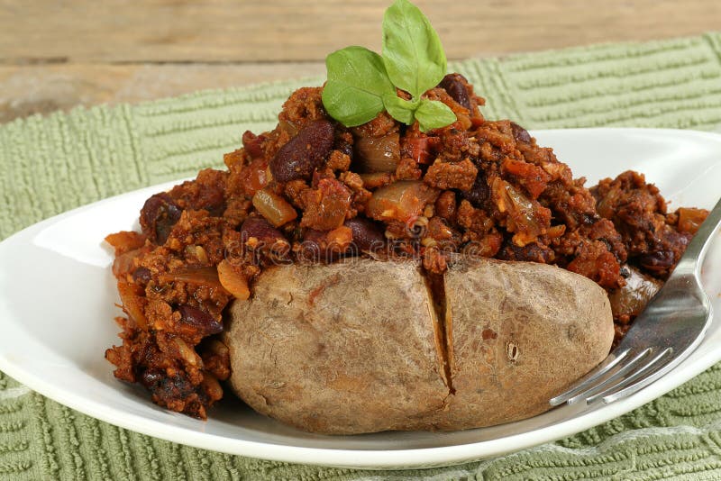 Jacket Potato Vegetarian Chili Stock Photo Image of baked, food 37717716