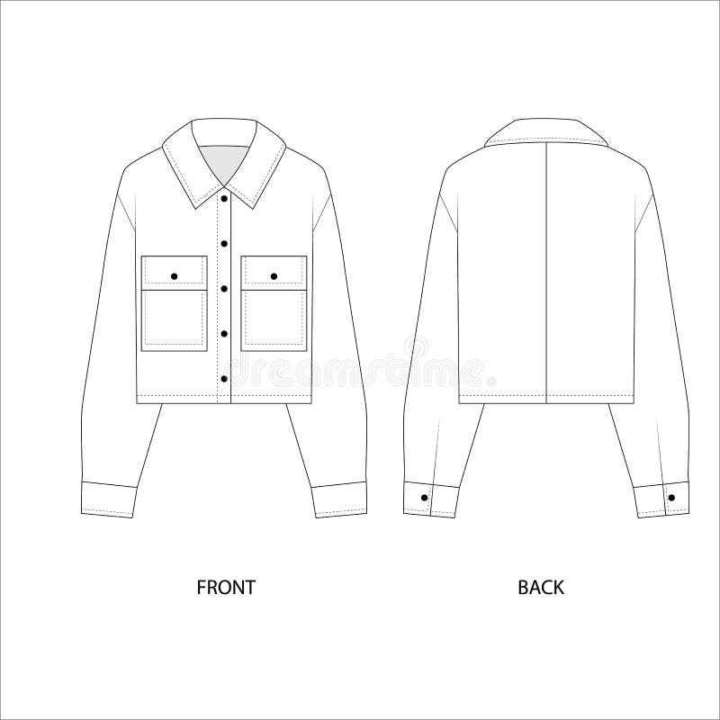 Illustration of a Cropped Shirt. Jacket with Pockets Template Design