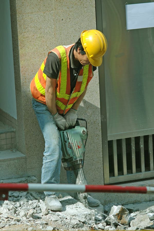 Construction Worker With Jack Hammer Stock Photo Image of tools
