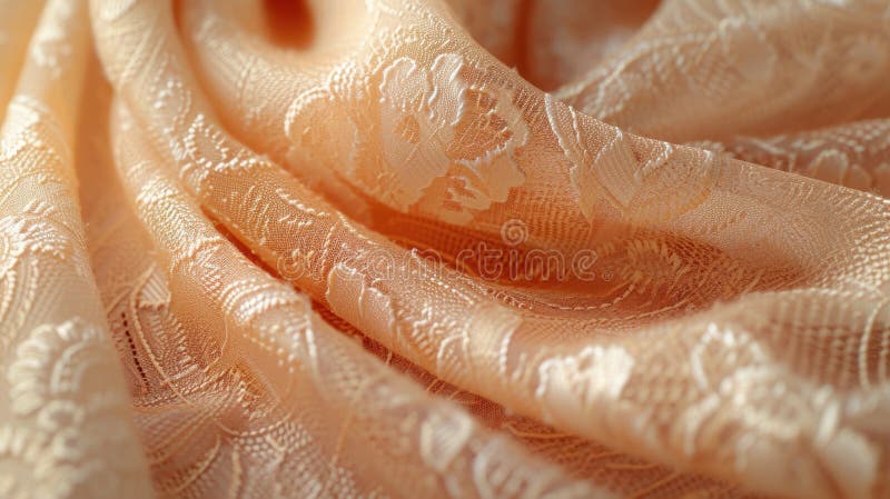 țesătura Jacquard într-un puf de piersici fermecător care își arată modelele complicate țesute și adâncimea texturată ideală pentr stock photo