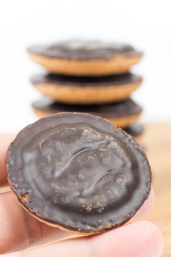 Jaffa Cakes Cookies Chocolate Orange Isolated Over White Stock Photo