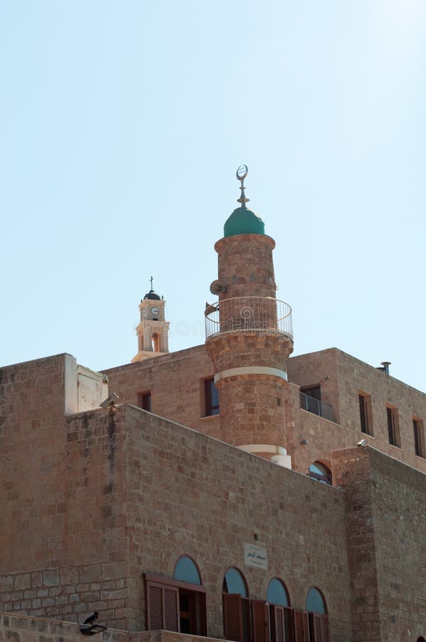 Jaffa, Old City, Israel, Middle East, minaret, crescent, mosque, islam, muslim, religion, St. Peter`s Church, catholicism royalty free stock photo Jaffa, Old City, Israel, Middle East, minaret, crescent, mosque, islam, muslim, religion, St. Peter`s Church, catholicism royalty free stock photo