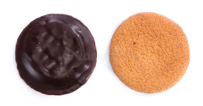 Some Jaffa Cakes isolated on white background (close-up shot). Some Jaffa Cakes isolated on white background (close-up shot)