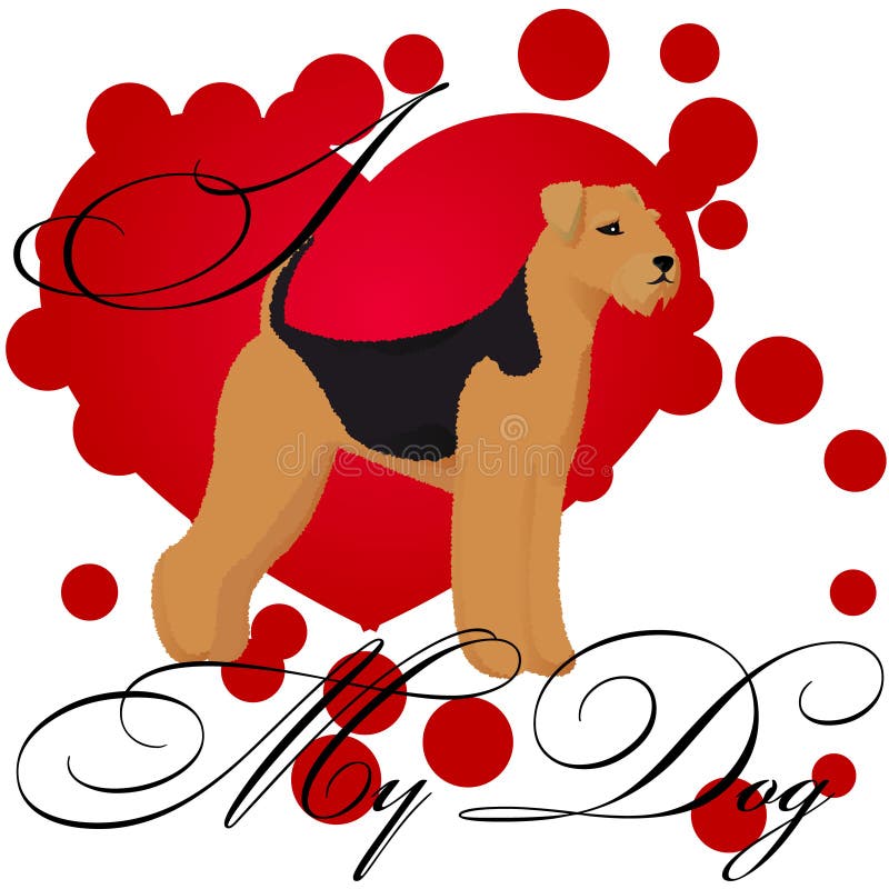 Jag älskar min airedale royaltyfri illustrationer