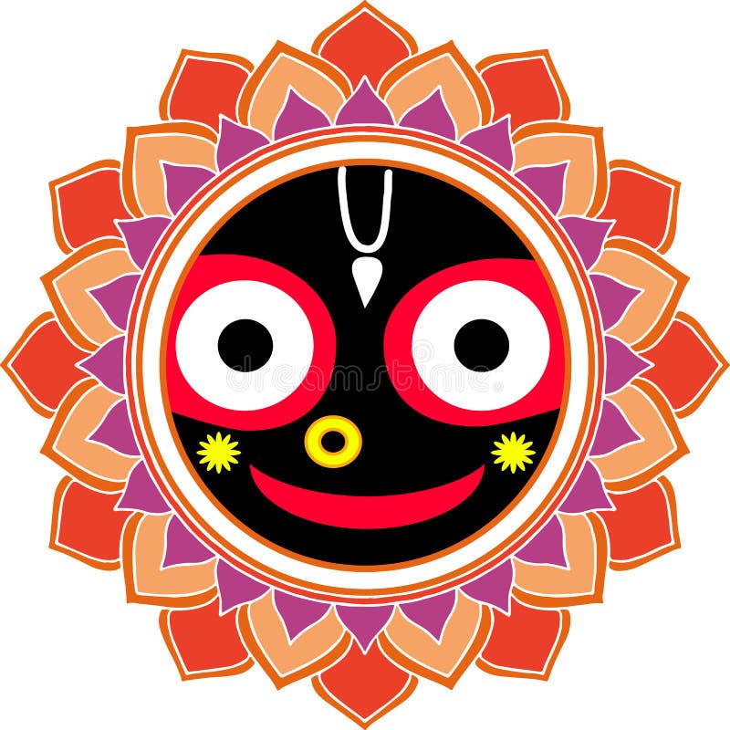 Jagannatha Mandala Big Smile, deus indiano Krishna, lebre Krishna Oriental Ornament ilustração stock Jagannatha Mandala Big Smile, deus indiano Krishna, lebre Krishna Oriental Ornament ilustração stock