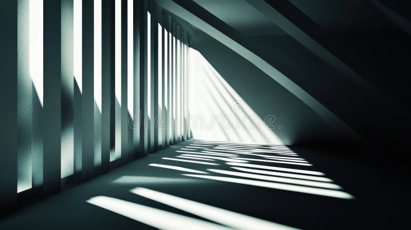 Jagged 3D zigzag structures with sharp shadows, bold and abstract rhythm. Light shadow 3d pattern. AI generated