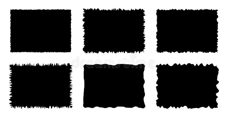 Jagged rectangle. Black simple shape. Rectangle paper template jagged and rough. vector illustration