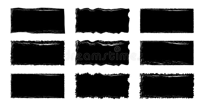 Jagged rectangle. Black simple shape. Rectangle paper template jagged and rough. royalty free illustration