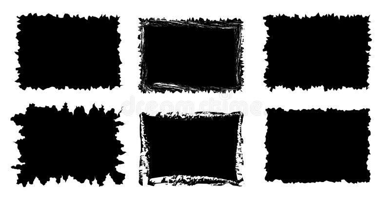 Jagged rectangle. Black simple shape. Rectangle paper template jagged and rough. stock illustration