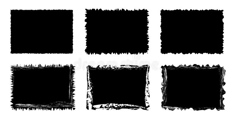 Jagged rectangle. Black simple shape. Rectangle paper template jagged and rough. royalty free illustration