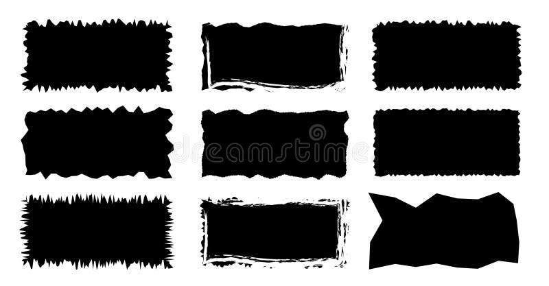 Jagged rectangle. Black simple shape. Rectangle paper template jagged and rough. vector illustration