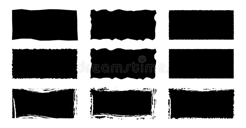 Jagged rectangle. Black simple shape. Rectangle paper template jagged and rough. royalty free illustration
