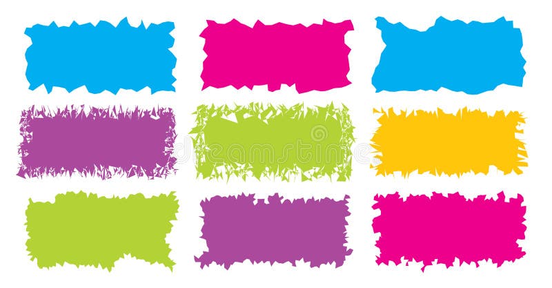 Jagged rectangle. Bright color simple shapes. Rectangle paper template jagged and rough. royalty free illustration