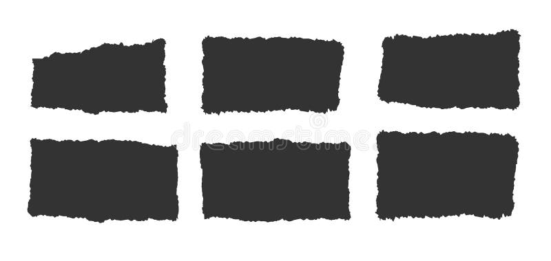 Jagged rectangle. Set of Paper torn, jagged edge rectangle shape. Rectangle torn paper shape. Headline, calligraphy border stock illustration