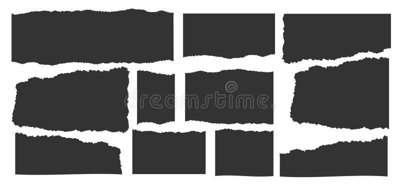 Jagged rectangle. Set of Paper torn, jagged edge rectangle shape. Rectangle torn paper shape. Headline, calligraphy border vector illustration