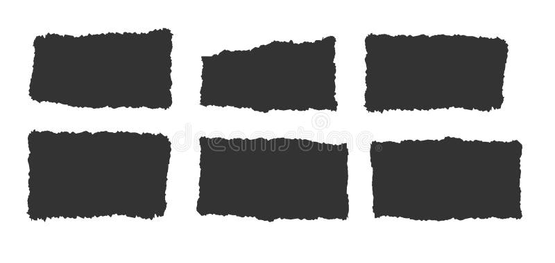 Jagged rectangle. Set of Paper torn, jagged edge rectangle shape. Rectangle torn paper shape. Headline, calligraphy border royalty free illustration