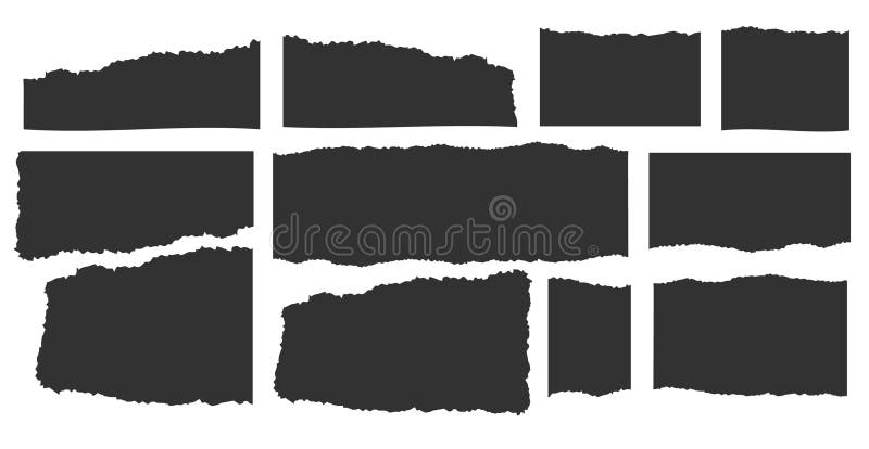 Jagged rectangle. Set of Paper torn, jagged edge rectangle shape. Rectangle torn paper shape. Headline, calligraphy border vector illustration