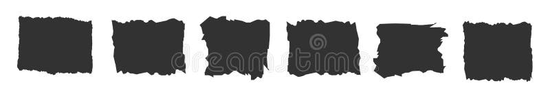 Jagged rectangle. Set of Paper torn, jagged edge rectangle shape. Rectangle torn paper shape. Headline, calligraphy border stock illustration