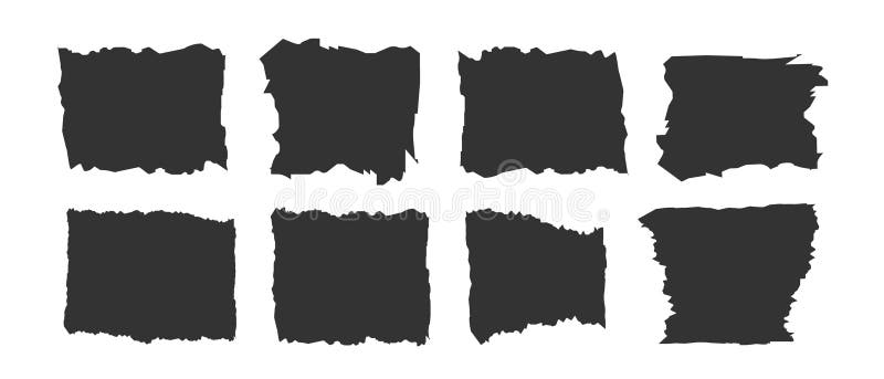 Jagged rectangle. Set of Paper torn, jagged edge rectangle shape. Rectangle torn paper shape. Headline, calligraphy border vector illustration