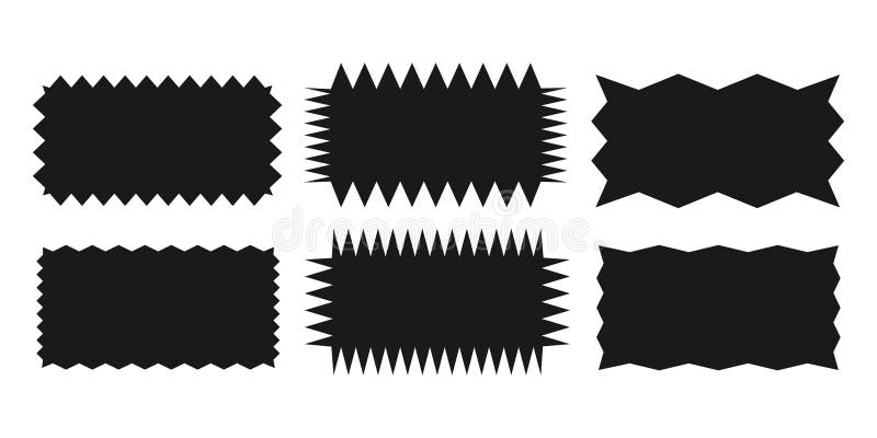 Jagged rectangle. A set of uneven zigzag shapes. royalty free illustration
