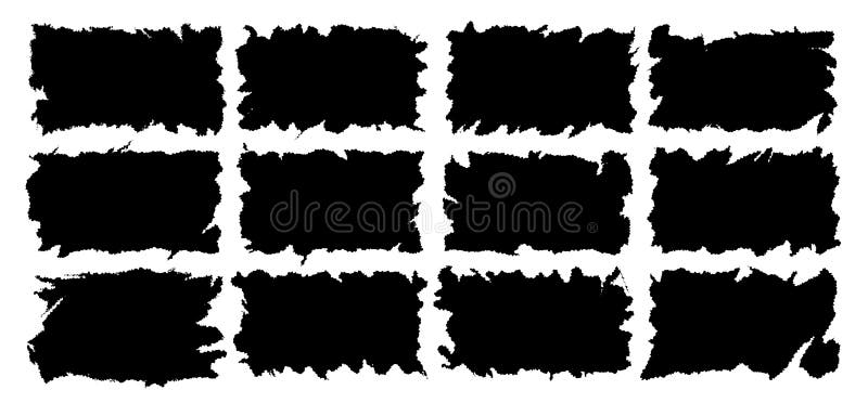 Jagged rectangle vector set black color vector illustration