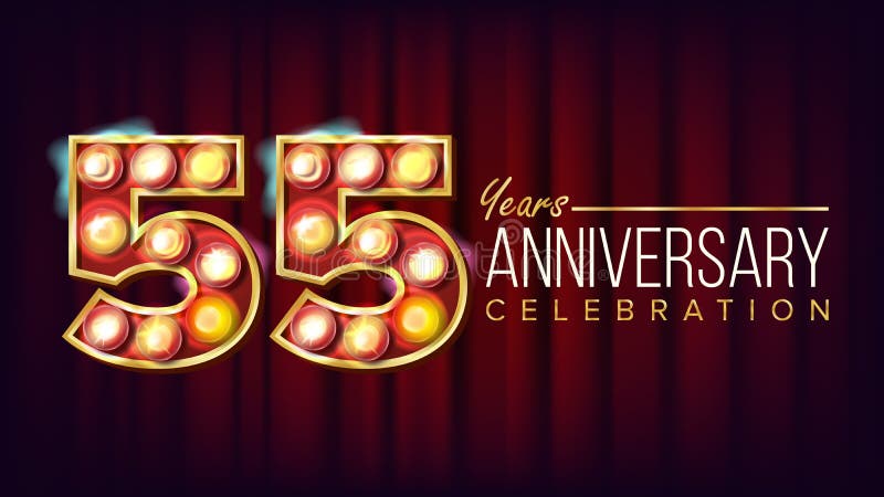 55 Jahre Jahrestags-Fahnen-Vektor- Fünfundfünfzig, Fünfzig-fünfte Feier Glänzende helle Zeichen-Zahl Für Partei Fahne stock abbildung 55 Jahre Jahrestags-Fahnen-Vektor- Fünfundfünfzig, Fünfzig-fünfte Feier Glänzende helle Zeichen-Zahl Für Partei Fahne stock abbildung