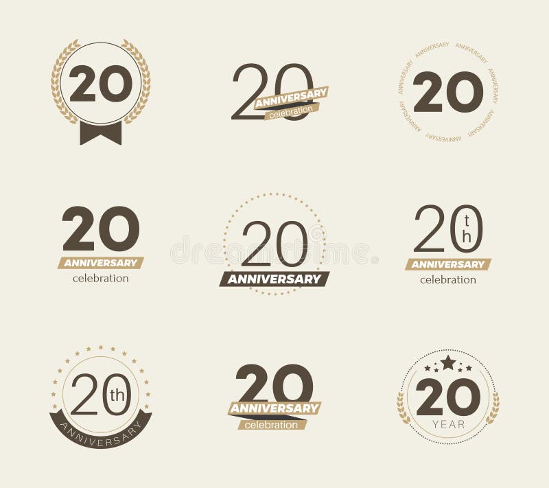 20 Jahre Jahrestagslogo-Satz 20. Jahrestagsikonen vektor abbildung 20 Jahre Jahrestagslogo-Satz 20. Jahrestagsikonen vektor abbildung