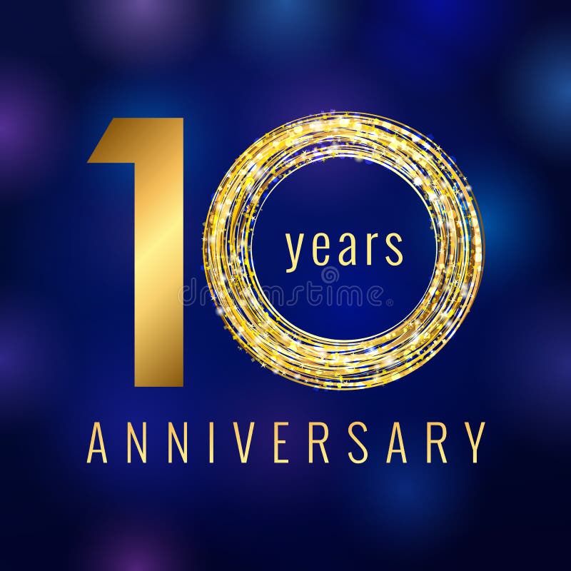 Jahrestag 10 Jahre goldene Vektor-Logo der Zahl vektor abbildung Jahrestag 10 Jahre goldene Vektor-Logo der Zahl vektor abbildung